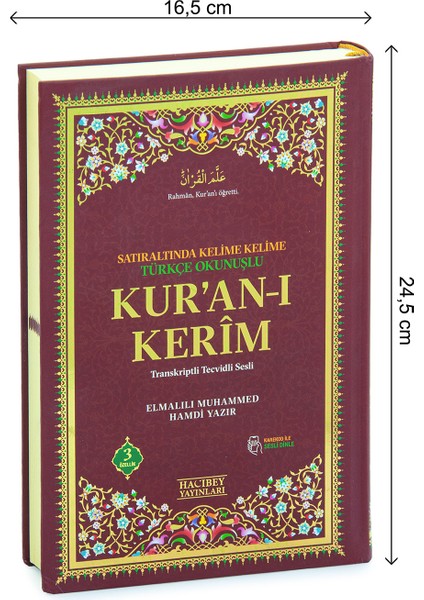 Satır Arası Kelime Kelime Türkçe Okunuşlu Mealli Kuranı Kerim Orta Boy - Bordo indirimleri