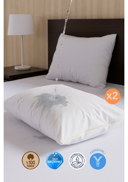 Pamukkale Su Sıvı Geçirmez Yastık Alezi 2'li Pamuk 50 x 70 cm