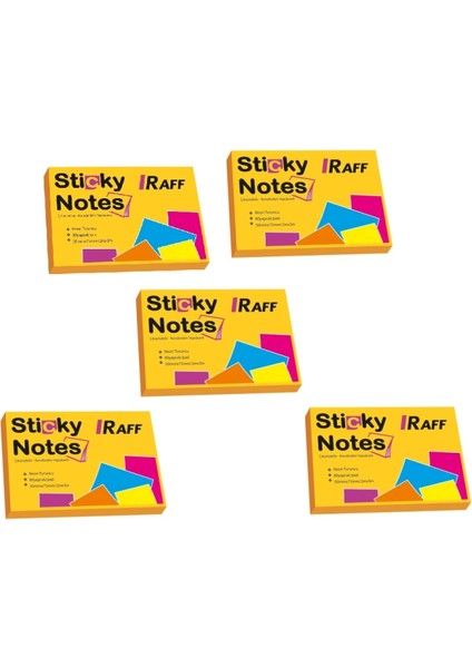 Yapışkanlı Not Kağıdı ( 75 mm x 50 Mm) Neon Turuncu ( 5 Adet )