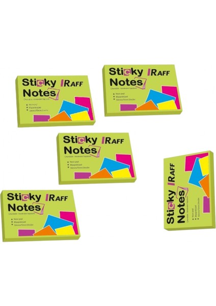 Yapışkanlı Not Kağıdı ( 75 mm x 50 Mm) Neon Yeşil ( 5 Adet )