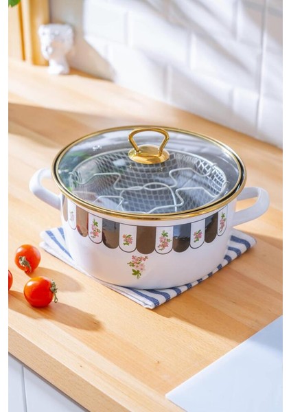 Luma Indüksiyon Uyumlu Emaye Kızartma Tenceresi - 22 cm