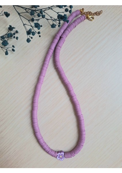 Fimo Boncuk Kolye Lila