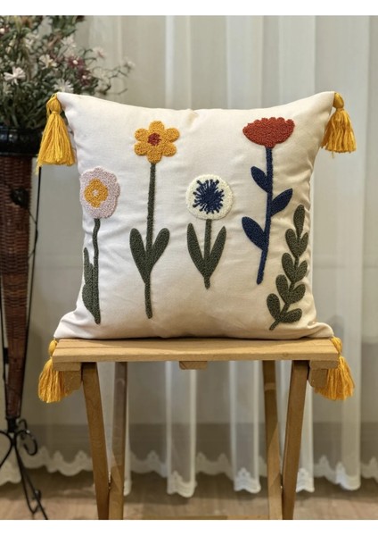 2'li Çiçekli Punch Işlemeli Nakışlı Dekoratif Premium Kırlent Kılıfı indirimleri