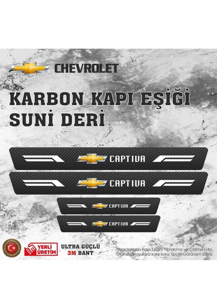 Captiva Uyumlu Deri Karbon Kapı Eşiği Koruyucu Bant 4 Adet
