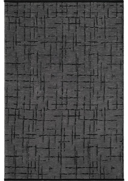 Gaia Antrasit Halı Yıkanabilir Kaymaz Taban Şönil Kilim Dokuma Pamuk Taban Kilim 10123 80 x 150 cm