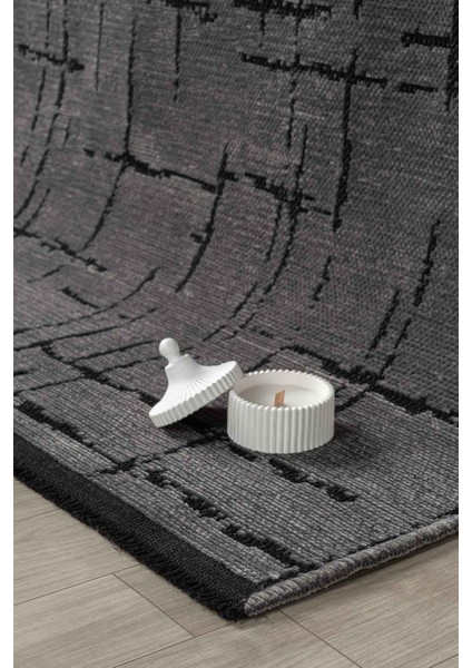 Gaia Antrasit Halı Yıkanabilir Kaymaz Taban Şönil Kilim Dokuma Pamuk Taban Kilim 10123 80 x 150 cm fiyatları
