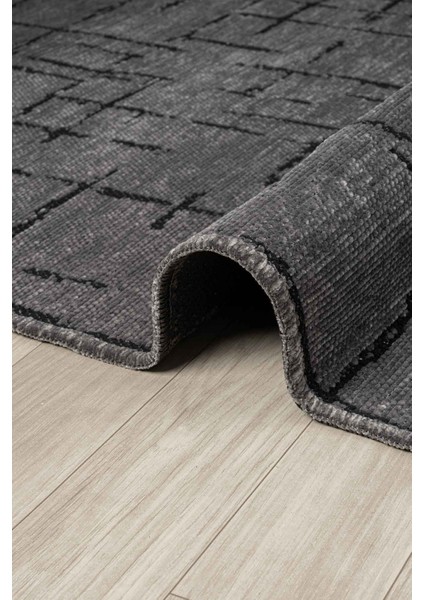 Gaia Antrasit Halı Yıkanabilir Kaymaz Taban Şönil Kilim Dokuma Pamuk Taban Kilim 10123 80 x 150 cm fırsatları