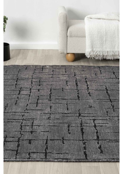 Gaia Antrasit Halı Yıkanabilir Kaymaz Taban Şönil Kilim Dokuma Pamuk Taban Kilim 10123 80 x 150 cm indirimleri
