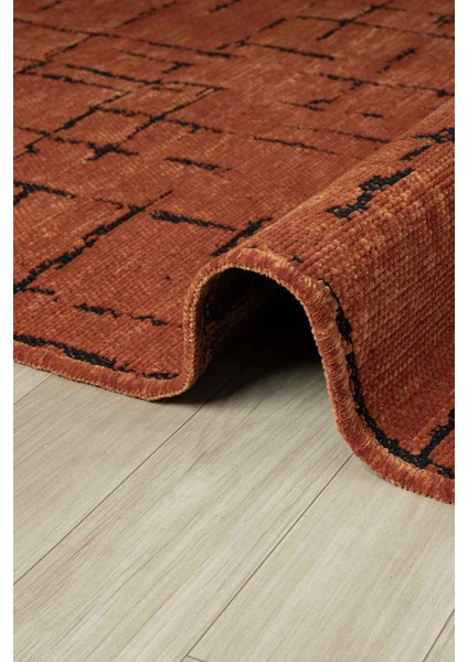 Gaia Kiremit Halı Yıkanabilir Kaymaz Taban Şönil Kilim Dokuma Pamuk Taban Kilim 10118 80 x 150 cm fırsatları