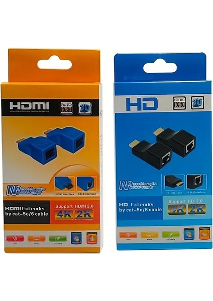 HDMI Uyumlu RJ45 Uzatıcı Genişletici Hdtv Extender (Tx-Rx) 4K 1080P 30 Metre Cat5/cat6 modelleri