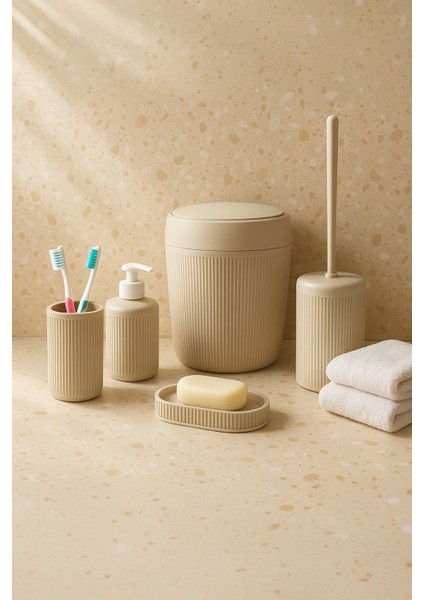 5 Parça Banyo Seti Bej fiyatları