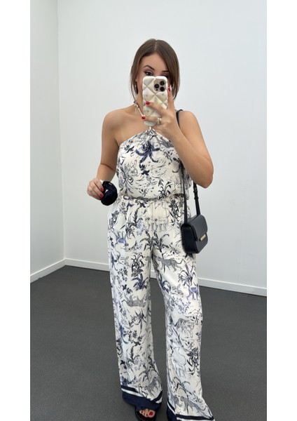 Amazon Lacivert Desenli Bluz ve Pantolon Takımı modelleri