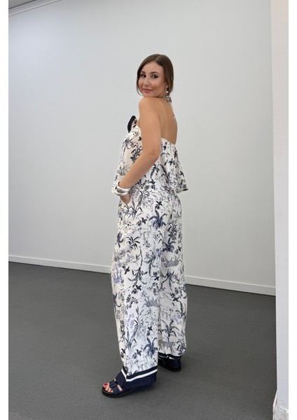 Amazon Lacivert Desenli Bluz ve Pantolon Takımı fırsatları