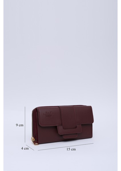 Bordo SHK216 Suni Deri 14 Bölmeli, Fermuarlı Bozuk Para ve Kağıt Para Bölmeli Cüzdan fiyatları