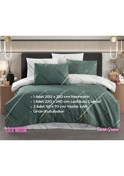 Reflection Dark Green Ranforce Light Pamuklu Çift Kişilik Nevresim Takımı fiyatları