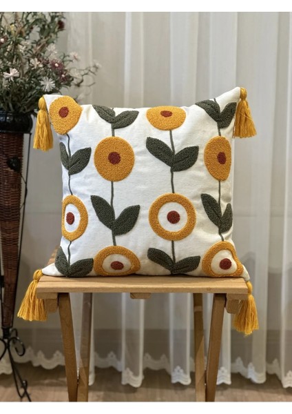 2'li Çiçekli Punch Işlemeli Nakışlı Dekoratif Premium Kırlent Kılıfı indirimleri