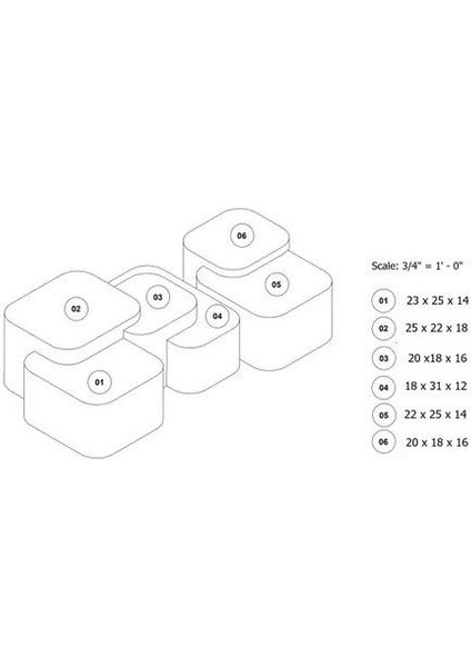 Denze Organik Formlu Modüler Orta Sehpa Seti - 6 Parça fiyatları