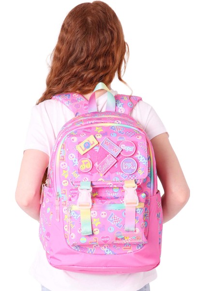 Su Geçirmez Kumaş Kız Çocuk Çok Gözlü Ortopedik Sırt Okul Çantası L5237