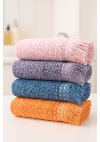 4’lü Saçaklı Renkli Havlu – 30X50 cm | %100 Pamuk Kurulama ve El Havlusu fiyatları