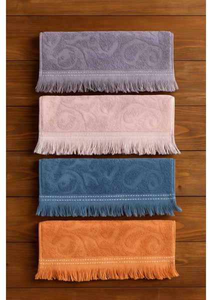 4’lü Saçaklı Renkli Havlu – 30X50 cm | %100 Pamuk Kurulama ve El Havlusu modelleri