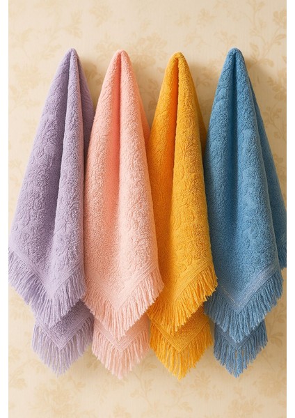 4’lü Saçaklı Renkli Havlu – 30X50 cm | %100 Pamuk Kurulama ve El Havlusu fırsatları