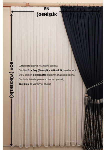 Pilesiz Düz Dikiş Şantuk Model Tül Perde, Kırık Beyaz Ütü Istemeyen Tül Perde