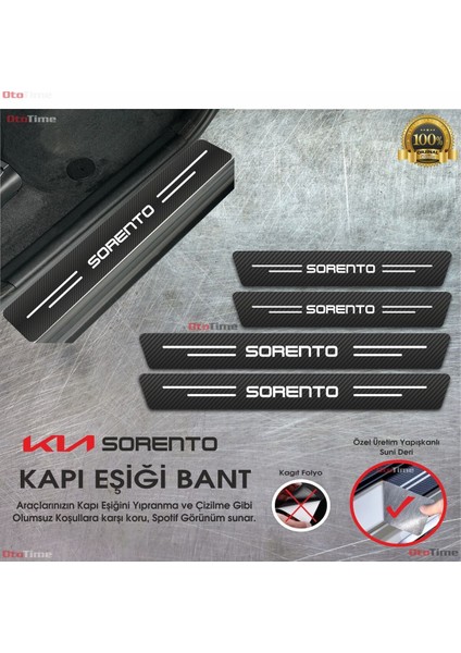 Kia Sorento Uyumlu Deri Karbon Kapı Eşiği Koruyucu Bant 4 Adet