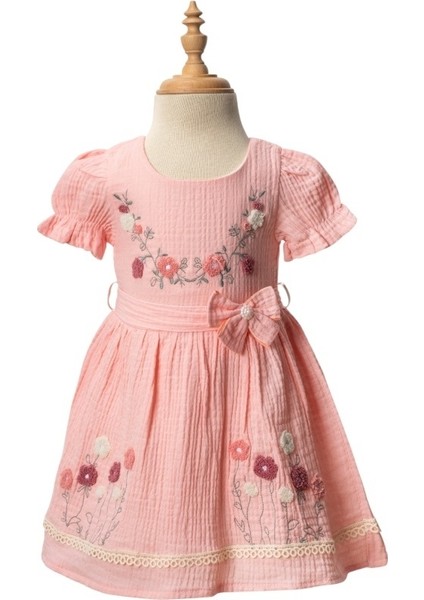 Süzene Nakışlı Elbise Pembe