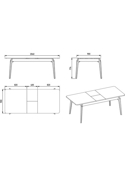 Blln Nadia Açılır Yemek Masası Opak Byz indirimleri