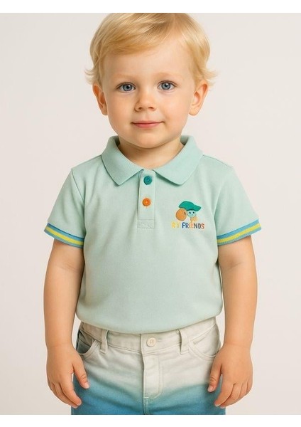 Erkek Bebek Yakalı Renkli Düğmeli T-Shirt modelleri