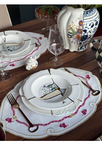 Ekru ve Pembe Renklerde, 2'li Amerikan Servis Seti, Şık ve Kullanışlı Tasarım fırsatları