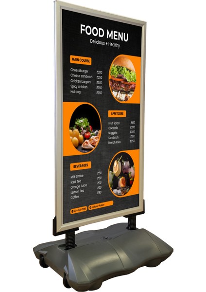 Yaylı Çift Taraflı Tekerlekli Kaldırım Panosu Su Depolu Reklam Dubası fırsatları