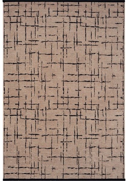Gaia Bej Halı Yıkanabilir Kaymaz Taban Şönil Kilim Dokuma Pamuk Taban Kilim 10119 80 x 150 cm