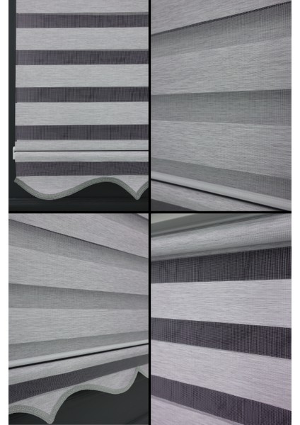 Gri Bambu Zebra Stor Perde - Eteği Dilimli - Alüminyum Kasa ve Boru fırsatları