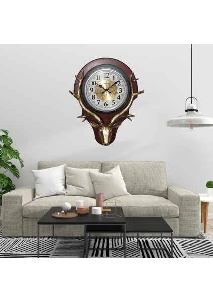 Duvar Saati Geyik Temalı Büyük Polyester Saat No.2 45 x 60 cm fiyatları