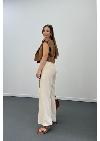 Tatumi Taş Renk Beli Lastikli Palazzo Pantolon modelleri