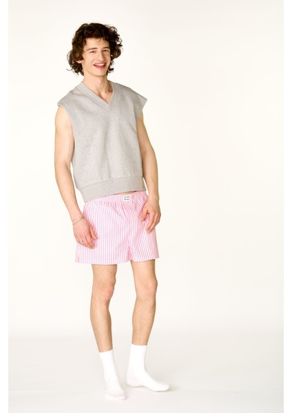 Pembe Çizgili Boxer Şort