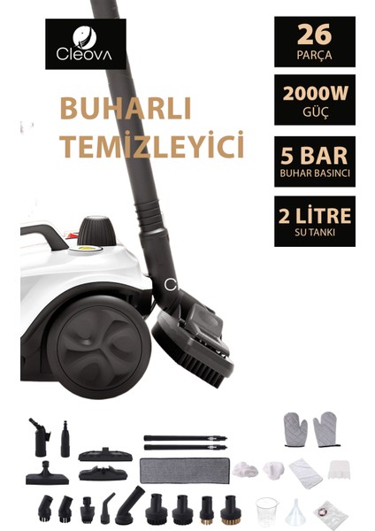 CLV-4041 Çok Fonksiyonlu 26 Parça Buharlı Temizleyici Paspas - Buharlı Temizlik Makinası modelleri