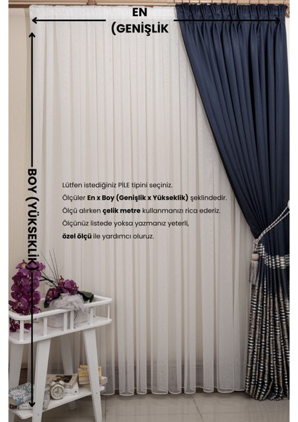 Pilesiz Düz Dikiş Titi Model Tül Perde, Ttm Zemin Tül Perde, Kırık Beyaz Ütü Istemeyen Tül Perde