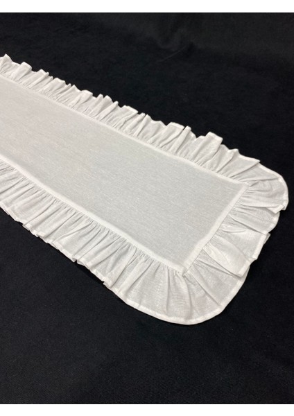 %100 Pamuk Beyaz Ham Keten Fırfırlı Runner 30X80 cm fiyatları