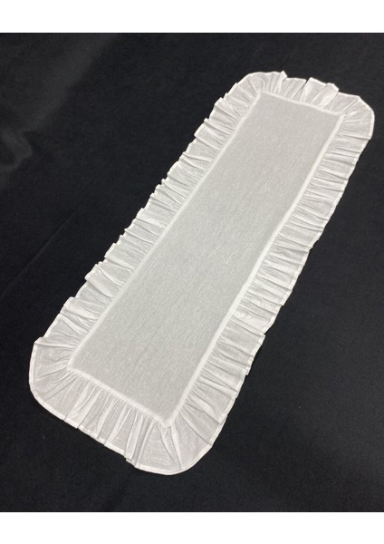 %100 Pamuk Beyaz Ham Keten Fırfırlı Runner 30X80 cm modelleri