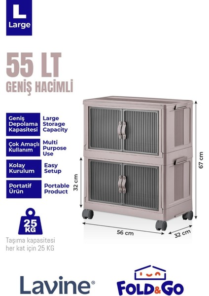 Fold&go 2'lü Portatif Organizer Tekerlekli Dolap ”pudra” Çok Amaçlı Mıknatıs Kapaklı Katlanır fiyatları