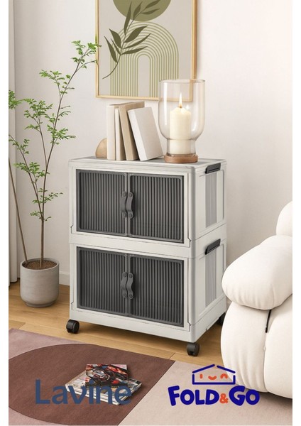 Fold&go 2'lü Portatif Organizer Tekerlekli Dolap ”pudra” Çok Amaçlı Mıknatıs Kapaklı Katlanır fırsatları