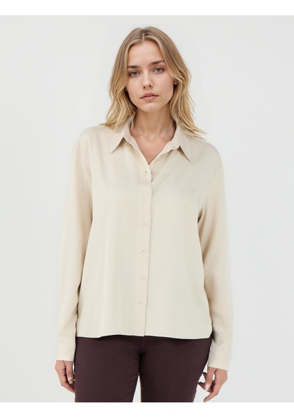 Taş Düz Kesim Gömlek Yaka Dokuma Gömlek