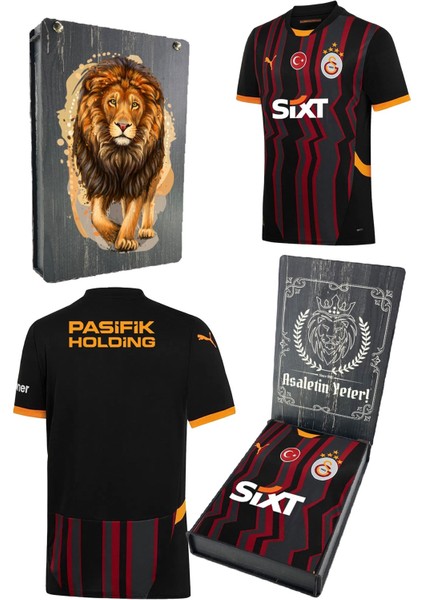 Orijinal 2024/25 Alternatif Siyah Forma Aslan Baskılı Hediyelik Ahşap Kutulu