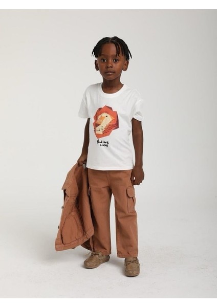 Erkek Çocuk Aslan Baskılı Pamuklu T-Shirt