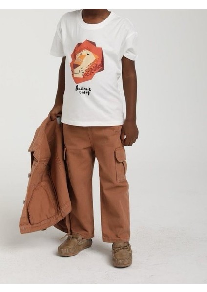 Erkek Çocuk Aslan Baskılı Pamuklu T-Shirt fırsatları