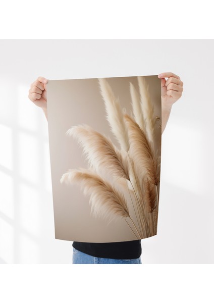 Çerçevesiz Poster, Dijital Baskı Soyut , Pampas Otu , Salon Ofis Dekorasyon