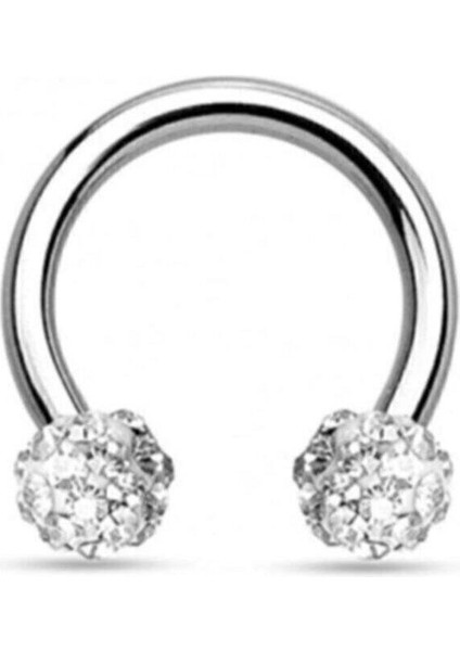 Gümüş Renk Beyaz Taş Kıkırdak Dudak Burun Septum Tragus Minik Boy Çelik Piercing