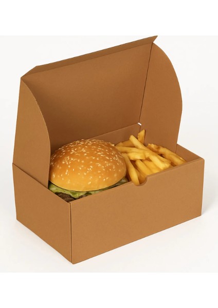 22,5X12,5X10 cm Baskısız Hamburger Kutusu-Kraft-50 Adet modelleri